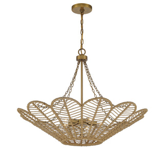 Cyperas 5-Light Pendant in Warm Brass and Rope