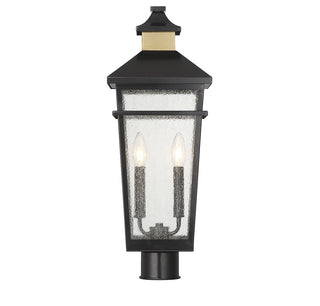 Kingsley 2-Light Outdoor Post Lantern in Matte Black with Warm Brass Accents