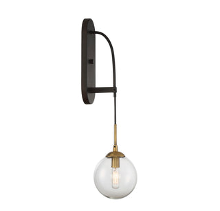 Fulton 1-Light Wall Sconce in English Bronze and Warm Brass