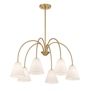 6-Light Chandelier in Natural Brass