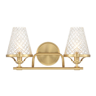 Candler 2-Light Bathroom Vanity Light in Warm Brass