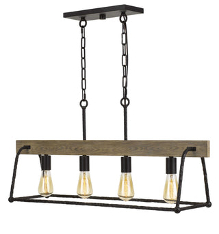 Lockport Hang Forged  Metal/Wood Island Chandelier (Edison Bulbs Not Included)