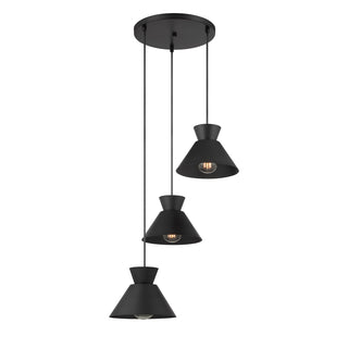 3-Light Multi-Point Chandelier in Matte Black