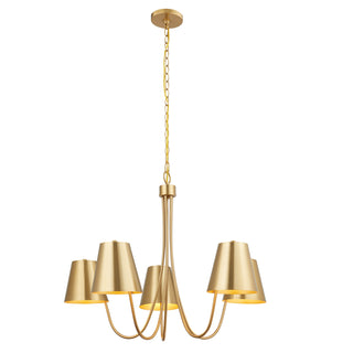 5-Light Chandelier in Natural Brass