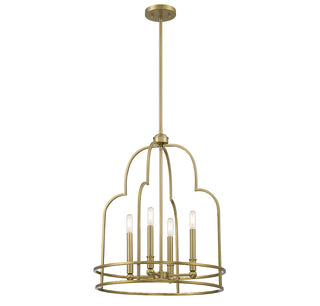 Diplomat 4-Light Pendant in Warm Brass