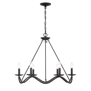 6-Light Chandelier in Matte Black