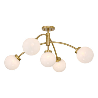Redfield 5-Light Semi-Flush in Warm Brass
