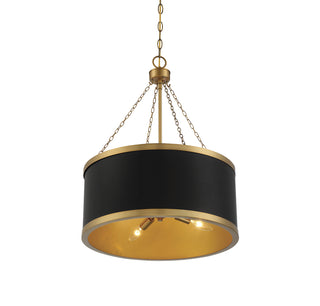 Delphi 6-Light Pendant in Matte Black with Warm Brass Accents
