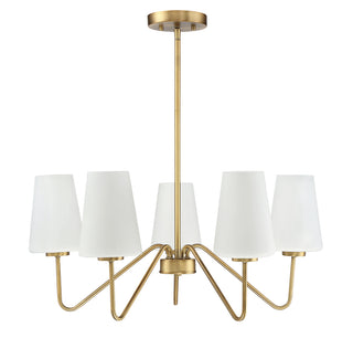 5-Light Chandelier in Natural Brass