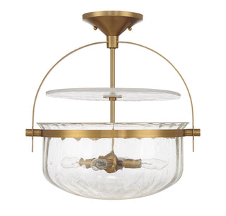 Denmar 4-Light Convertible Semi-Flush or Pendant in Warm Brass