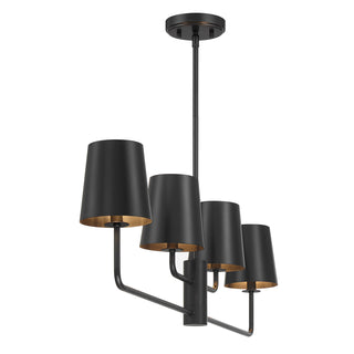 4-Light Linear Chandelier in Matte Black