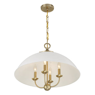 Monterey 4-Light Pendant in White and Warm Brass