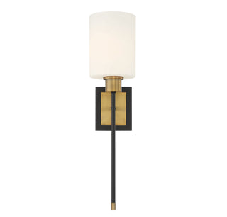 Alvara 1-Light Wall Sconce in Matte Black with Warm Brass Accents