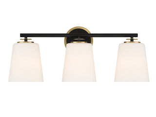 3-Light Bathroom Vanity Light in Matte Black and Natural Brass