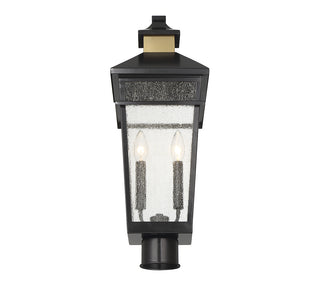 Kingsley 2-Light Outdoor Post Lantern in Matte Black with Warm Brass Accents