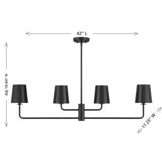 4-Light Linear Chandelier in Matte Black