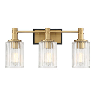 Concord 3-Light Bathroom Vanity Light in Matte Black with Warm Brass