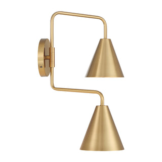 2-Light Adjustable Wall Sconce in Natural Brass