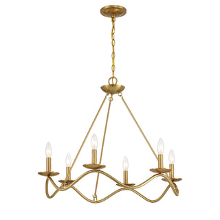 6-Light Chandelier in Natural Brass