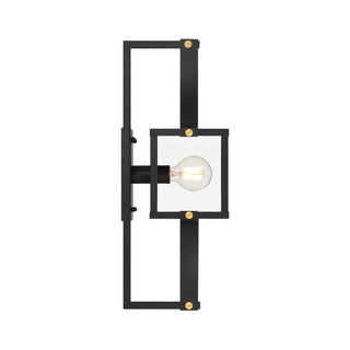 Raeburn 1-Light Outdoor Wall Lantern in Matte Black and Weathered Brushed Brass