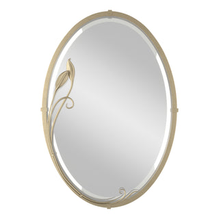 Beveled Oval Mirror with Leaf