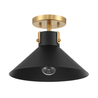 1-Light Ceiling Light in Matte Black and Natural Brass