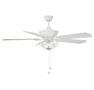 52" 2-Light Outdoor Ceiling Fan in White