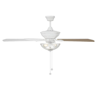 52" 2-Light Outdoor Ceiling Fan in White