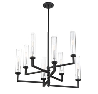 Folsom 8-Light Adjustable Chandelier in Matte Black with Polished Chrome Accents