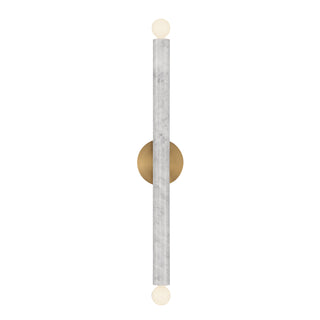 Callaway 2-Light Wall Sconce in White Marble with Warm Brass