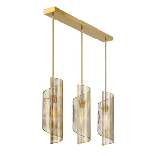 Hillbourne 3-Light Linear Chandelier in Warm Brass