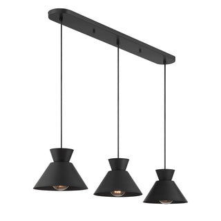 3-Light Linear Chandelier in Matte Black