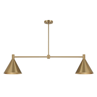 Pharos 2-Light Linear Chandelier in Noble Brass by Breegan Jane