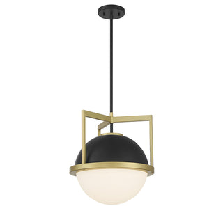 Carlysle 1-Light Pendant in Matte Black with Warm Brass Accents
