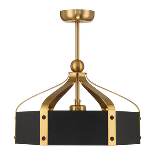 Sheffield 6-Light LED Fan D'Lier in Matte Black with Warm Brass Accents