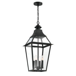 Jackson 4-Light Outdoor Hanging Lantern in Matte Black with Gold Highlights