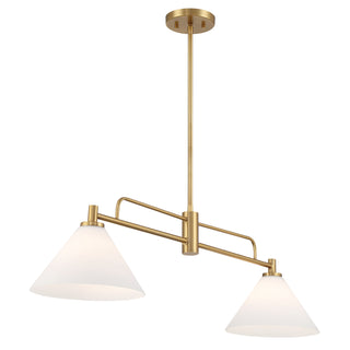 2-Light Linear Chandelier in Natural Brass