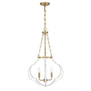Mercer 4-Light Pendant in White and Warm Brass