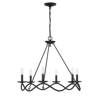 6-Light Chandelier in Matte Black