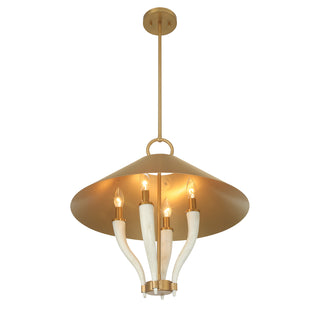 Hearne 4-Light Pendant in Warm Brass by Dann Foley