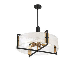 Hayward 5-Light Pendant in Matte Black with Warm Brass Accents
