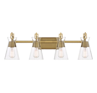 Lakewood 4-Light Bathroom Vanity Light in Warm Brass