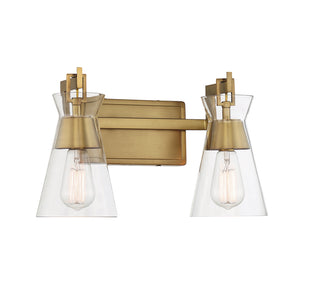 Lakewood 2-Light Bathroom Vanity Light in Warm Brass