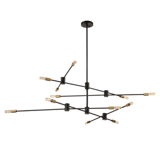 Lyrique 12-Light Chandelier in Bronze with Brass Accents