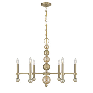 Crescent 6-Light Chandelier in Noble Brass