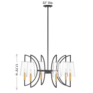 Hanley 6-Light Chandelier in Matte Black and Warm Brass