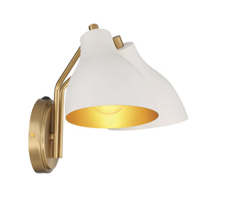 2-Light Wall Sconce in White with Natural Brass