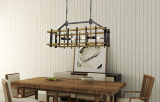 Bruck 60W X 6 Metal/Pine Wood Island Chandelier  (Edison Bulbs Not Included)