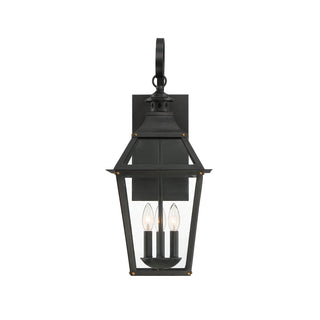 Jackson 3-Light Outdoor Wall Lantern in Matte Black with Gold Highlights