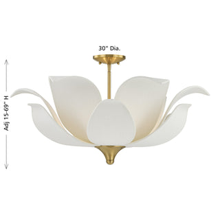 Elsie 6-Light Convertible Semi-Flush or Pendant in Warm Brass by Breegan Jane